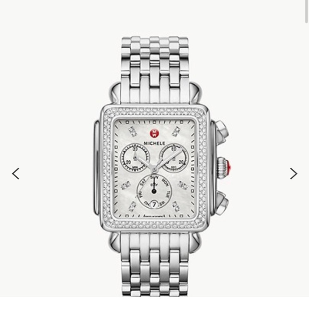 MICHELE Deco XL Stainless-Steel Diamond Watch